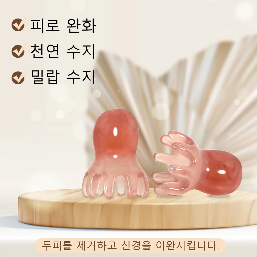 Hair Care Korean - Niedlicher Oktopus-Kopfhautmassagekamm (Harz)｜Koreanische Haarpflege, Stressabbau, gegen