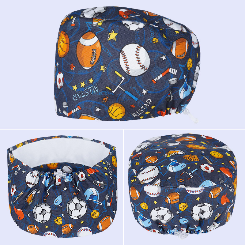 Hair Care Lab - Dicke Baumwolle Fußball bedruckte Scrubs Cap