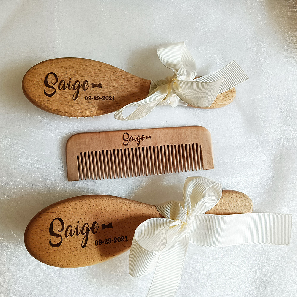 Hair Care Names - Benutzerdefinierter Name Baby Badekamm Babypflege Haarbürste