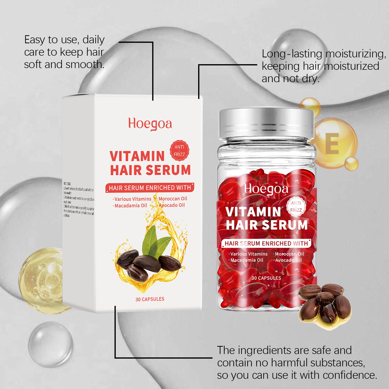Hair Care Oil Serum - Vitamin-Haarpflege-Serum-Kapseln, erhöhen das Nachwachsen, Ölkontrolle, verhindern