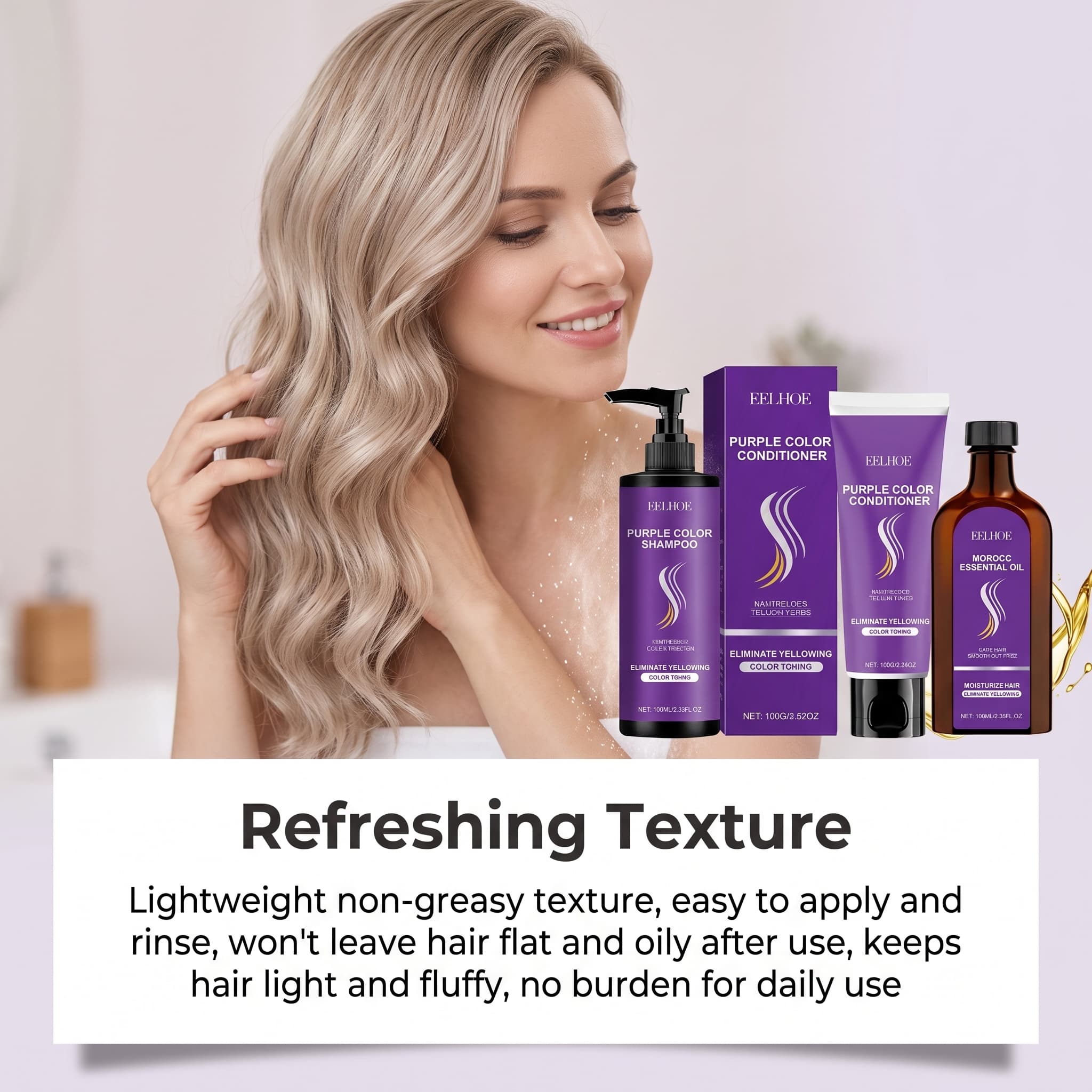 Lila Shampoo-Set mit Condition – Hair Care Oil Serum Bewertung und Preis