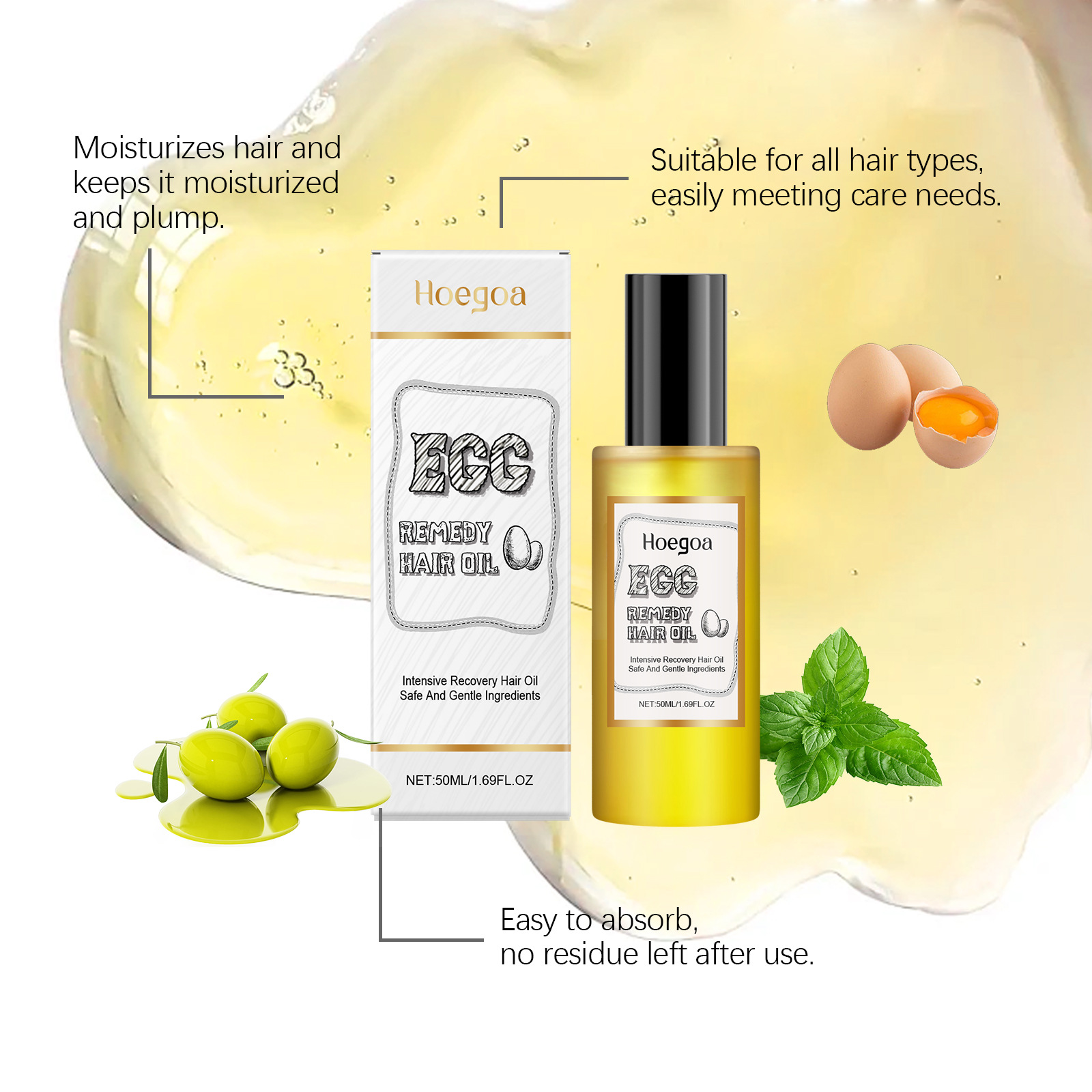 Eierheilmittel-Haaröl stellt w – Hair Care Frizzy Hair Bewertung und Preis
